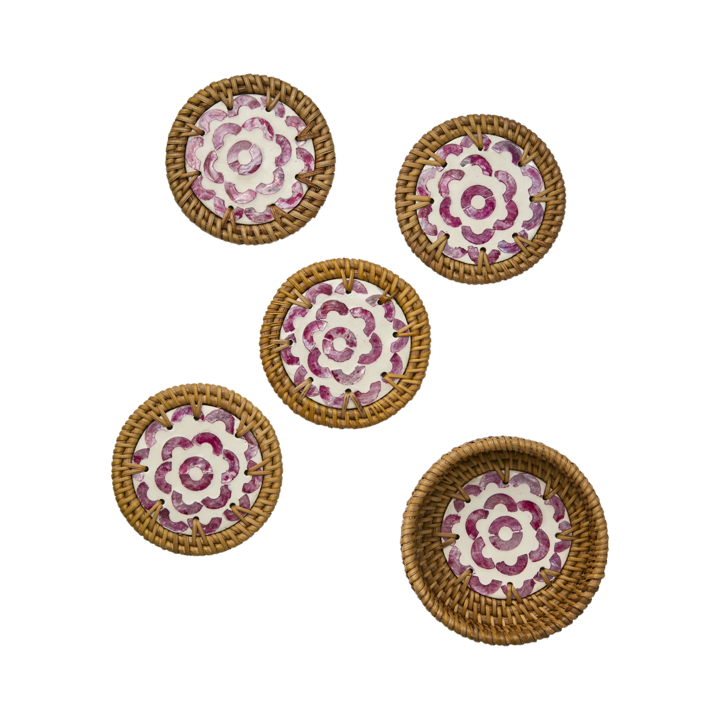 SUNNY Glasunderlägg, Rosa/natur