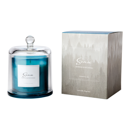 SENSE Scented candle with bell jar Verbena & patchouli, Blue
