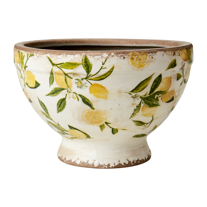 LEMONA Kruka M, Vit/grön/gul