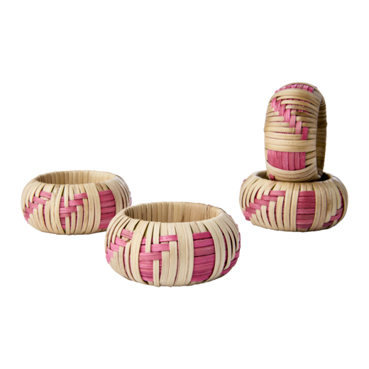 SUNNY Servettring, set om 4, Natur/rosa