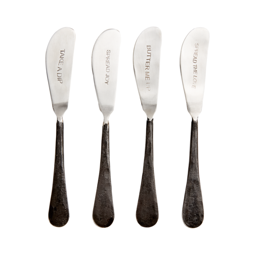 ODIN Smörkniv, set om 4, Svart/silver