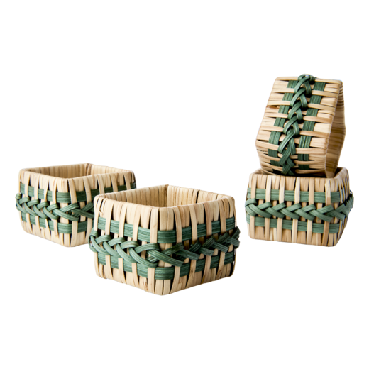 SUNNY Servettring, set om 4, Natur/grön