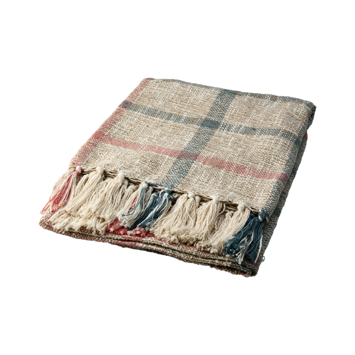 NILLA Filt, Elfenben/persika/blå