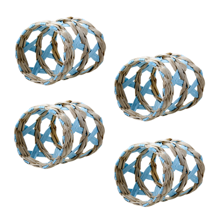 JILL Servettring, set om 4, Klar/ljusblå/natur