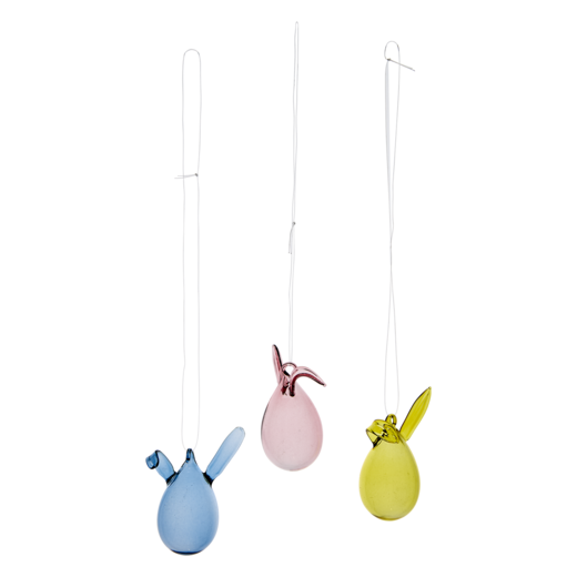 BUNNY Påskdekoration, 3-pack, Rosa/gul/blå