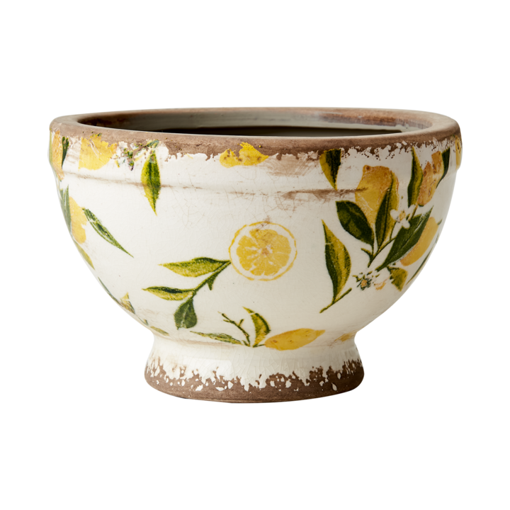 LEMONA Kruka S, Vit/grön/gul