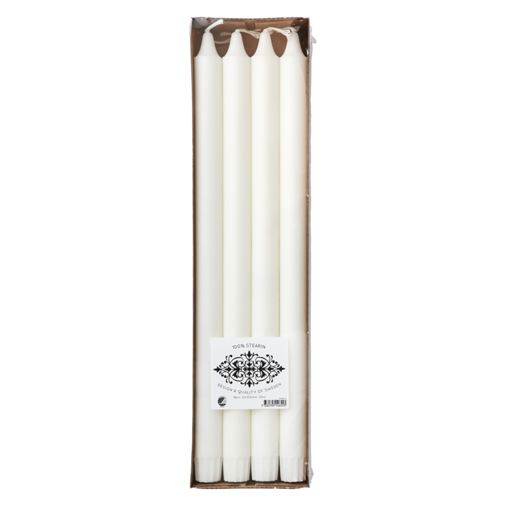WHITE Taper candles, 8-pack, White