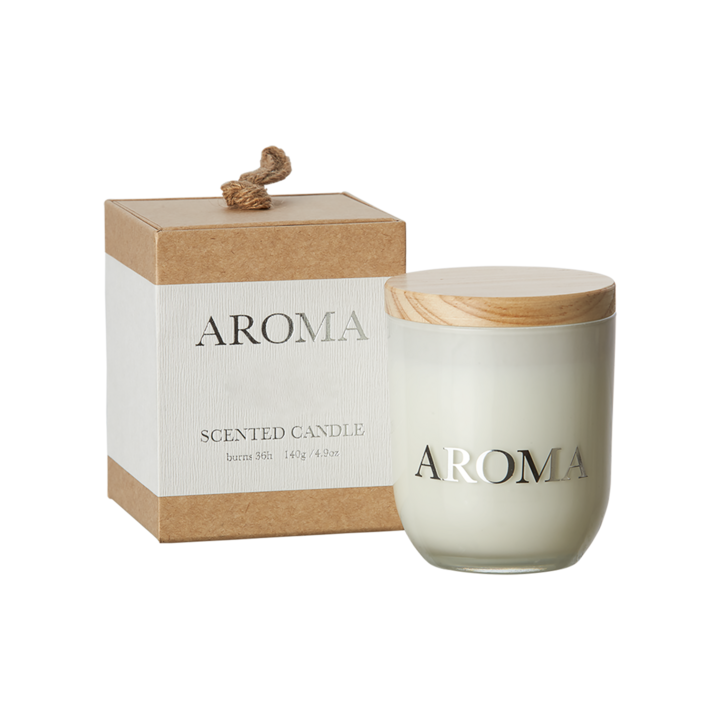 AROMA Scented candle M Vanilla creme, Brown/white