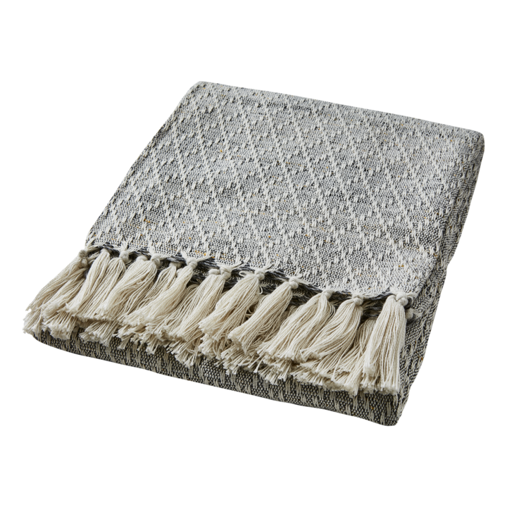 PETRA Filt, Ljusgrå/elfenben/senapsgul