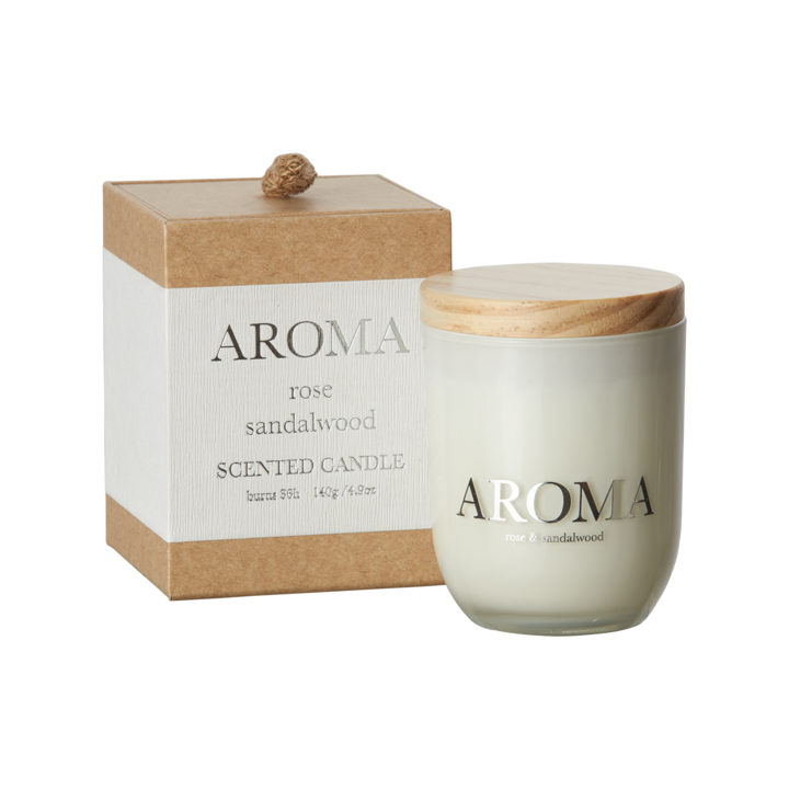 AROMA Doftljus S Rose & sandalwood, Brun/vit