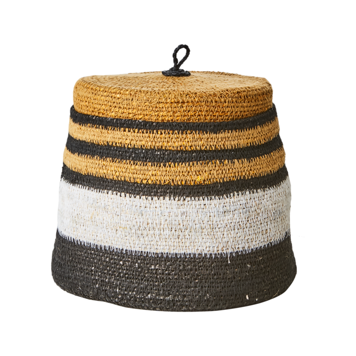 MADIBA Låda, Svart/vit/senapsgul