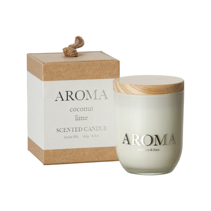 AROMA Scented candle S Coconut & lime, Brown/white