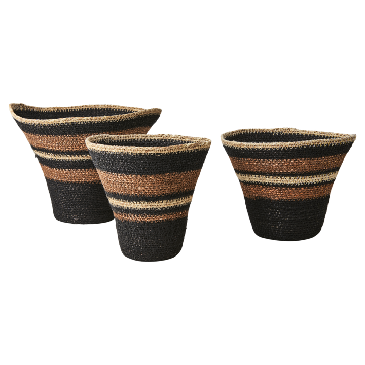 MADIBA Basket, set of 3, Black/brown/beige