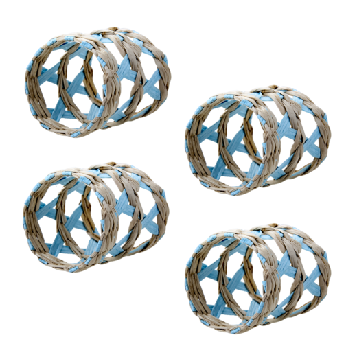 JILL Servettring, set om 4, Klar/ljusblå/natur