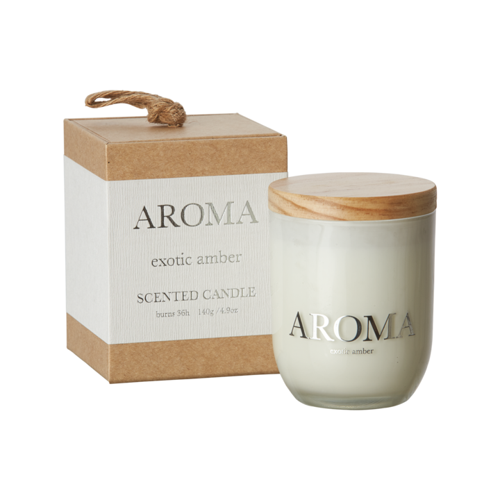 AROMA Doftljus S Exotic amber, Brun/vit
