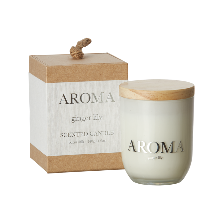 AROMA Doftljus S Ginger & lily, Brun/vit