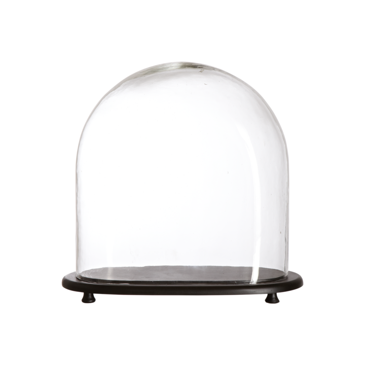 BELLA Glaskupa med fat M, Klar/svart