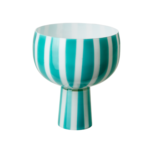 CIRCUS Bowl on foot, Turquoise/white