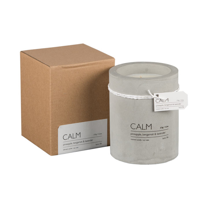 CALM Scented candle M Pineapple, bergamot & lavender, Brown/grey