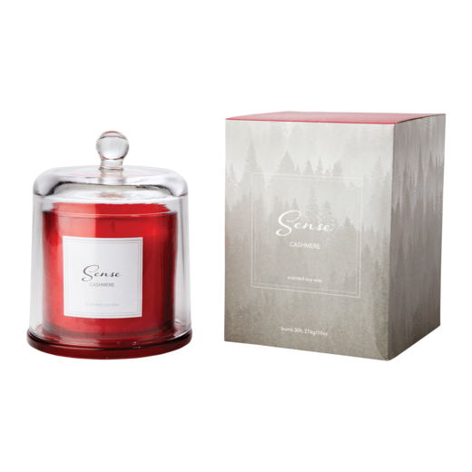 SENSE Scented candle with bell jar Cashmere, Red