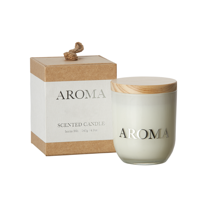 AROMA Doftljus M Exotic amber, Brun/vit