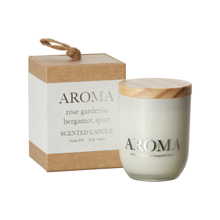 AROMA Scented candle S Rose, gardenia & bergamot, Brown/white