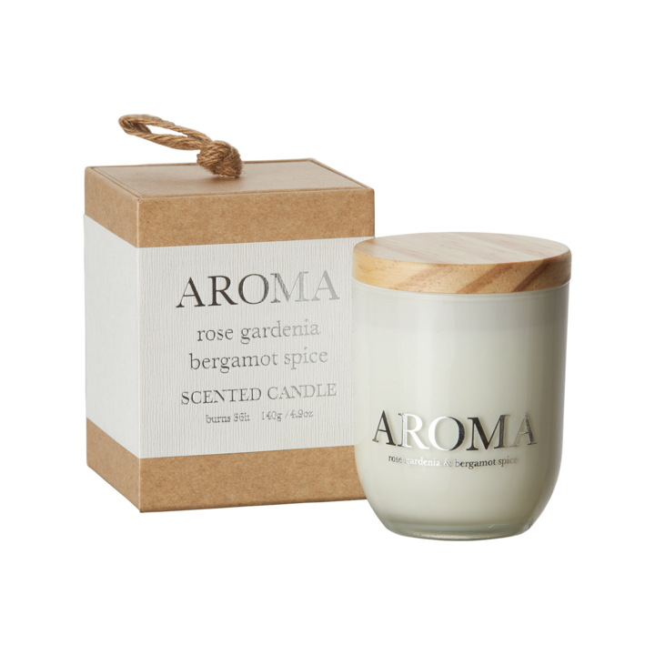 AROMA Doftljus S Rose, gardenia & bergamot, Brun/vit