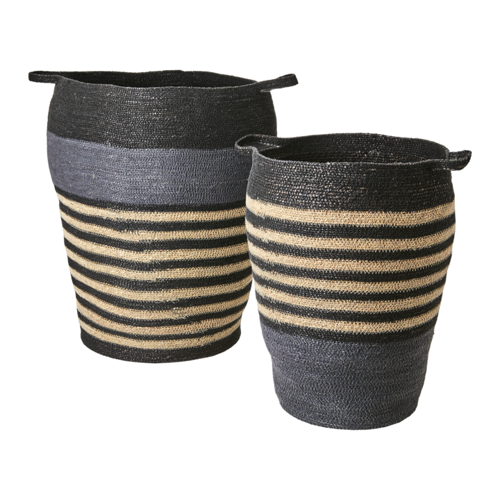 MADIBA Basket, set of 2, Grey/black/natural