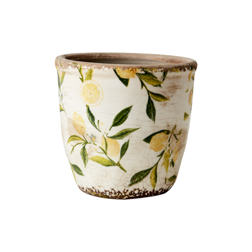 LEMONA Kruka S, Vit/grön/gul