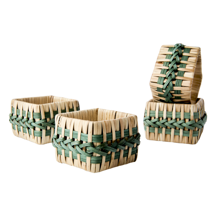 SUNNY Servettring, set om 4, Natur/grön