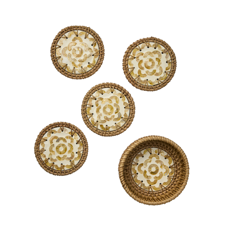 SUNNY Glasunderlägg, Gul/natur