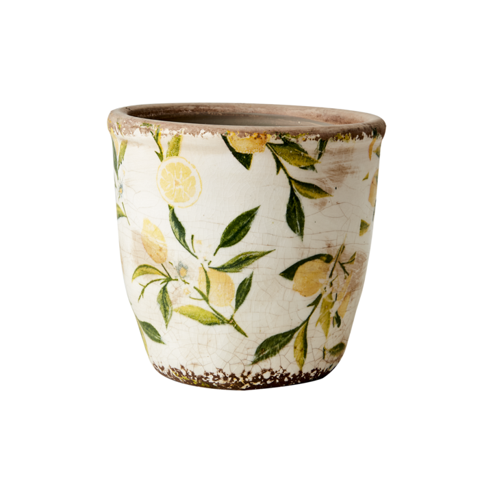 LEMONA Kruka S, Vit/grön/gul